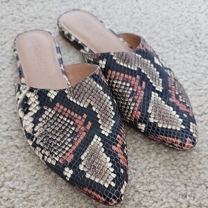 MADEWELL Women's Snakeskin Mules SIZE 8 euc